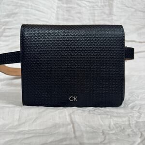 NWT Calvin Klein Black Embossed Monogram Removable Belt Bag